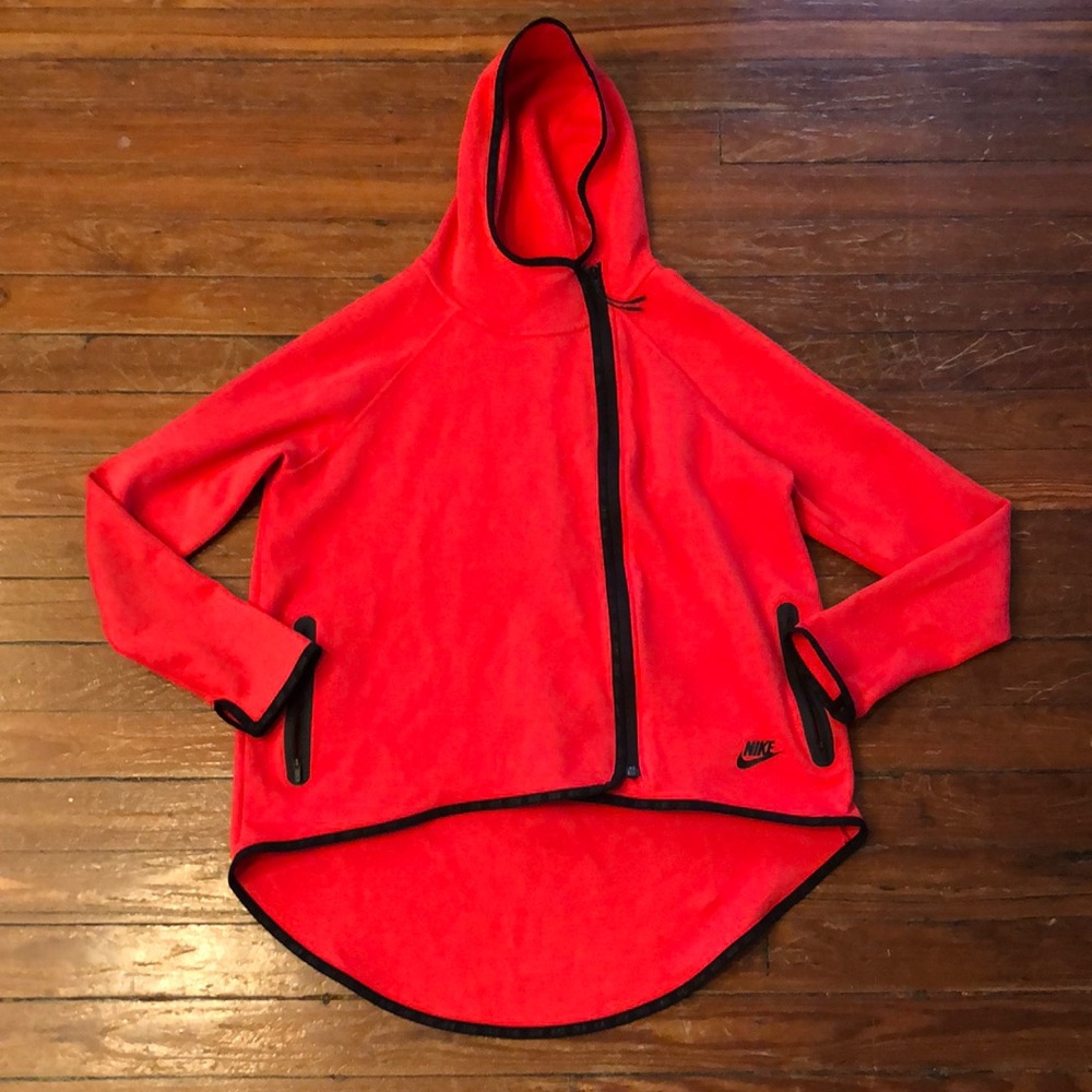 Nike women’s red Dri-Fit running full zip hooded sweatshirt size large